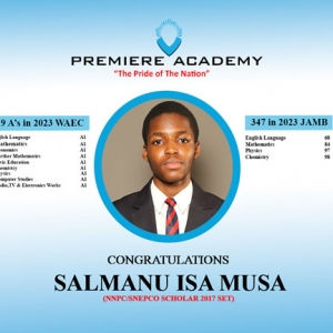 Celebrating Excellence: Isa Musa Salmanu of Premiere Academy scores 9As in WAEC and 347 in JAMB, 2023